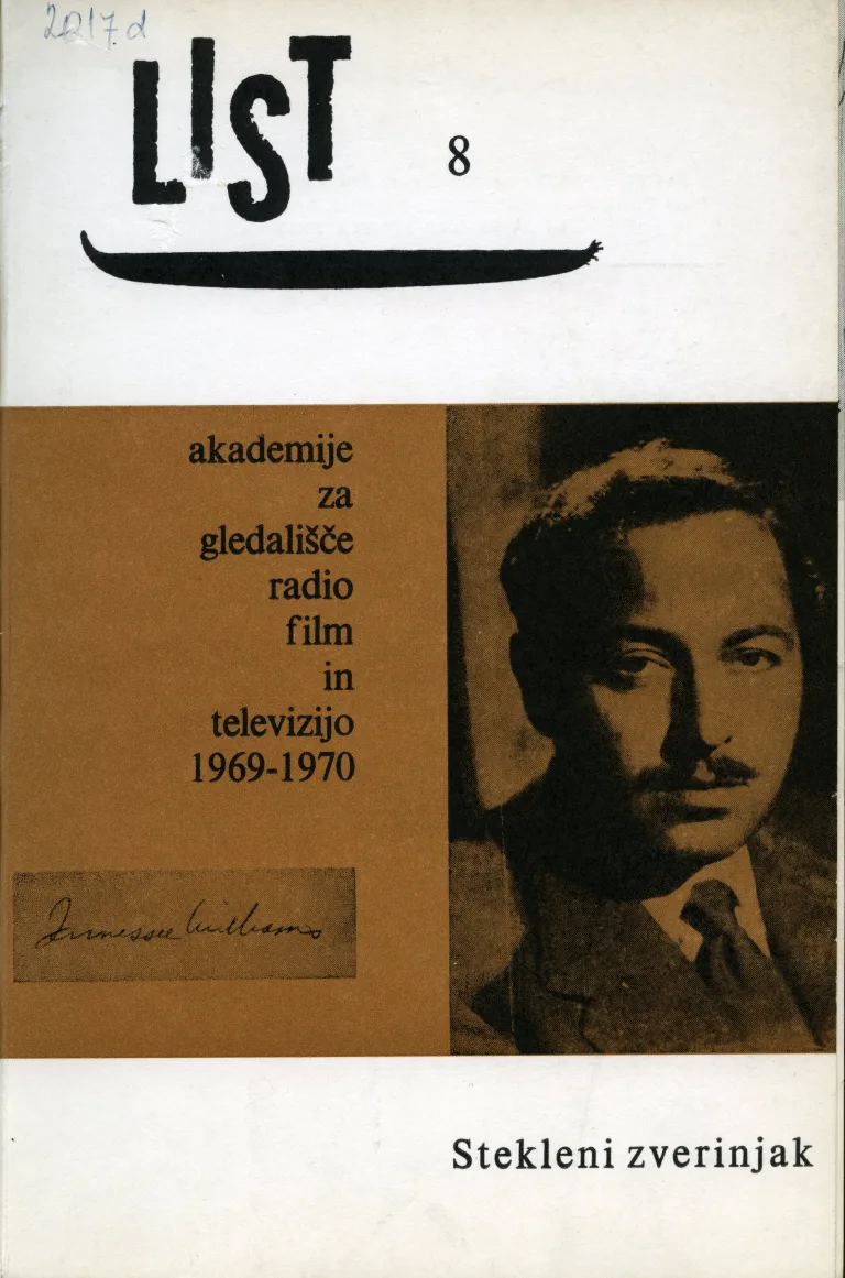 Stekleni zverinjak, Produkcija, Nazorjeva, Oddelek za gledališče in radio, 1970