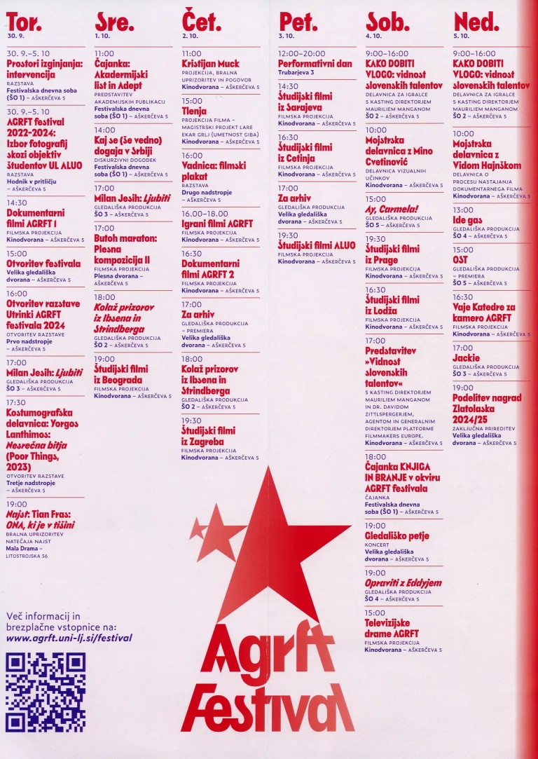 4. AGRFT festival, Dogodek, Aškerčeva, Center za teatrologijo in filmologijo, 2025