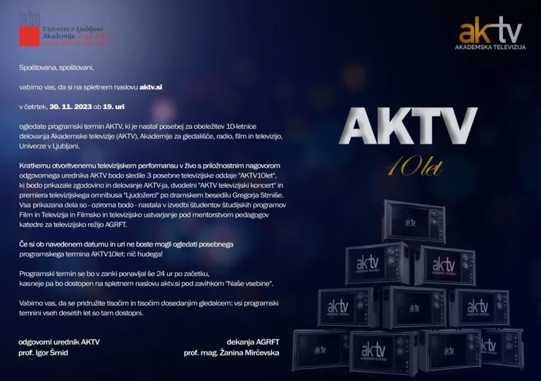 AKTV 10 let, Gradivo, Aškerčeva, Oddelek za film in televizijo, 2023